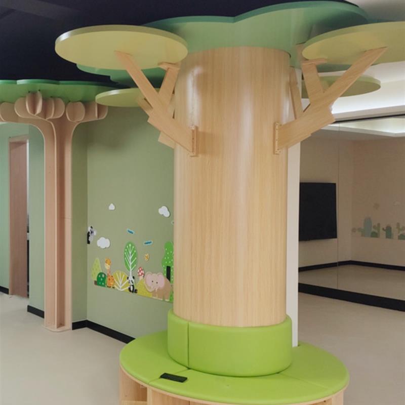 幼儿园环创大树造型落地摆件绘本馆图书馆大厅包柱子树形展示架