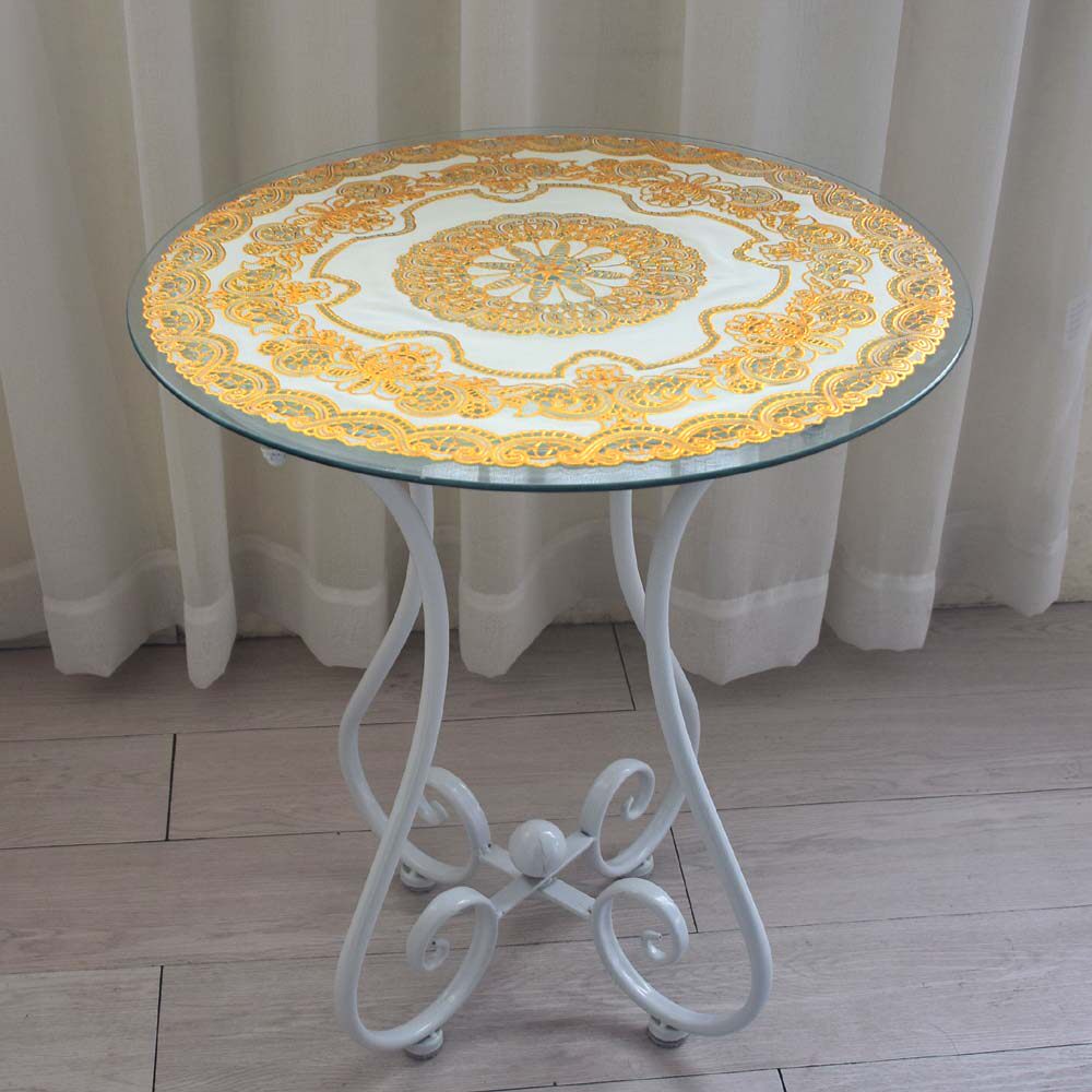 欧式酒店餐厅PVC烫金直径50cm圆形小圆桌垫隔热垫防滑装饰桌垫