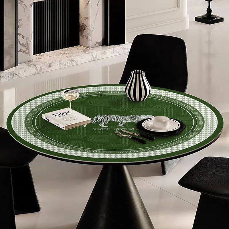 现代时尚皮革防水防油免洗圆形桌垫餐厅氛围感PVC客厅耐脏桌布,居家布艺,桌布,淘宝优惠券,粉丝福利购,淘宝优惠卷