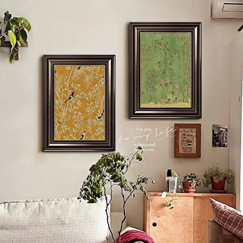 法式中古风客厅装饰画复古高级感花鸟玄关艺术壁画餐厅斗柜摆挂画