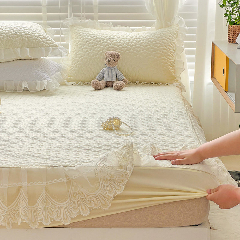 新款二合一雪纺蕾丝花边床笠式床裙款1.8米带裙边全包防滑床垫套,床上用品,床笠,淘宝优惠券,粉丝福利购,淘宝优惠卷