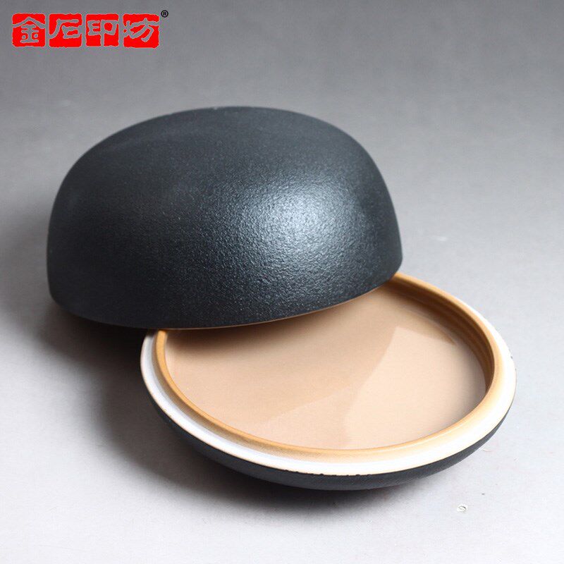 金石印坊 精品黑色磨砂高盖印泥盒 印泥缸 加固包装