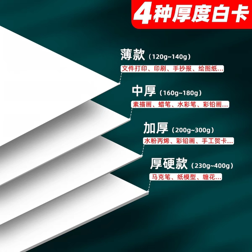 4种厚度白卡纸手工绘画纸模型