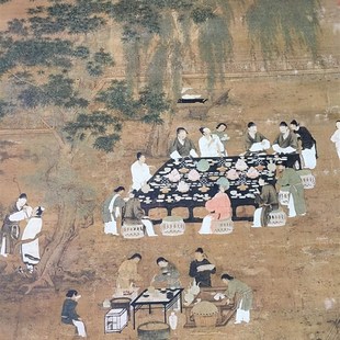 宋徽宗赵佶 文会图 复古书画真迹艺术微喷复制临摹欣赏挂轴装饰画