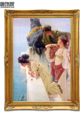 手绘客厅巨幅油画 豪华欧式玄关装饰画 古典人物挂画赛龙舟画N260
