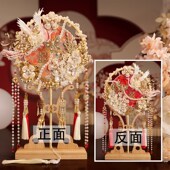 重工新娘双色双面烟火刺绣团扇结婚送礼喜扇diy材料包成品礼盒装