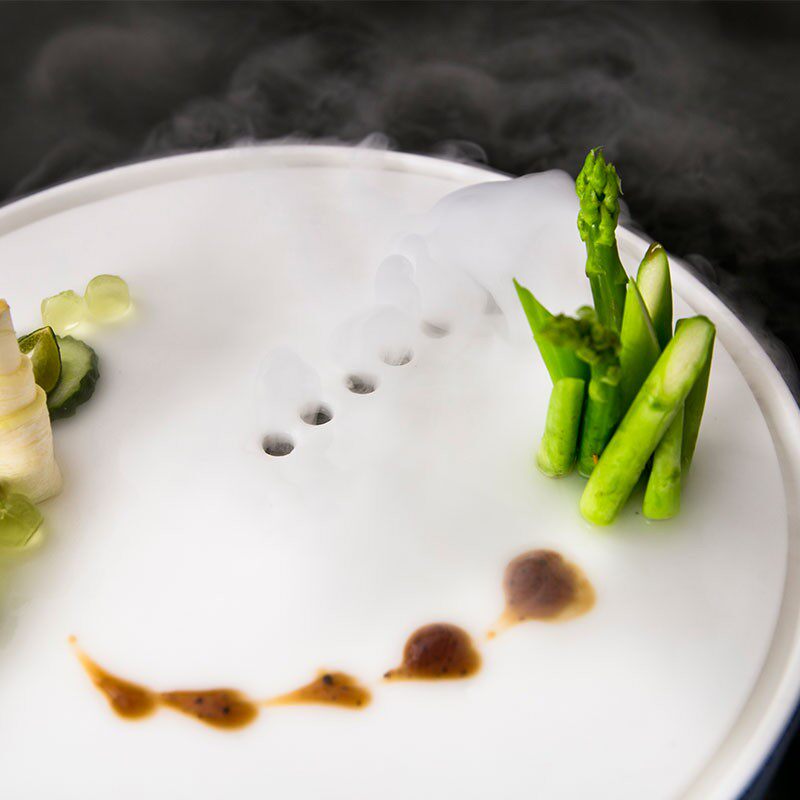 干冰盘意境烟雾商用摆盘圆形肥牛海鲜寿司刺身冰盘陶瓷酒店餐具