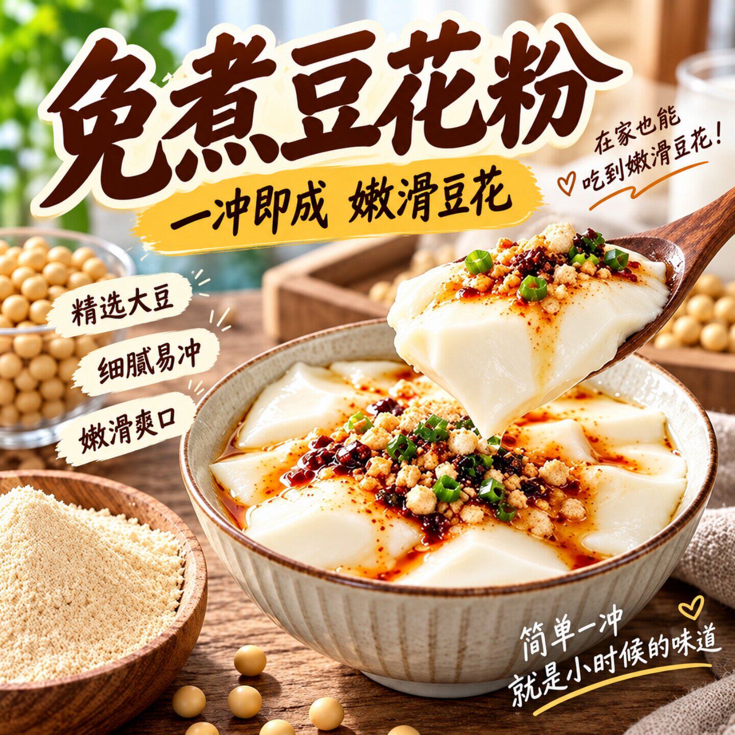 御谷典免煮豆花粉易冲免煮独立小包装原味豆腐花早餐米饼大米仙贝