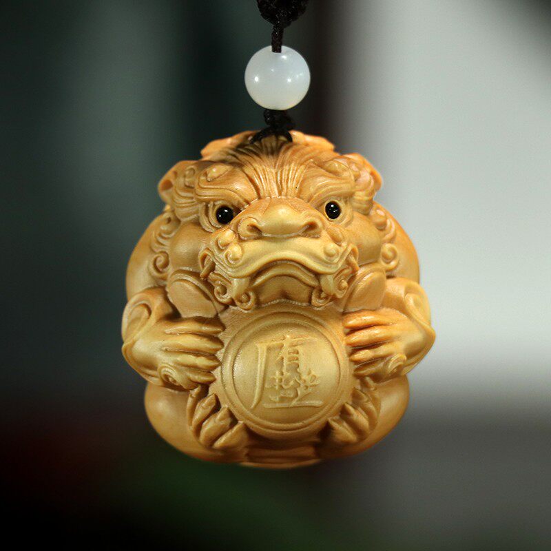 黄杨木雕招财进宝手把件貔貅抱球男士文玩把玩件转运旺财皮丘吊坠