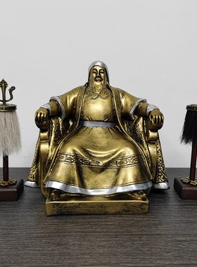 苏鲁锭摆件苏力德成吉思汗坐像装饰品战旗蒙古特色树脂装饰工艺品