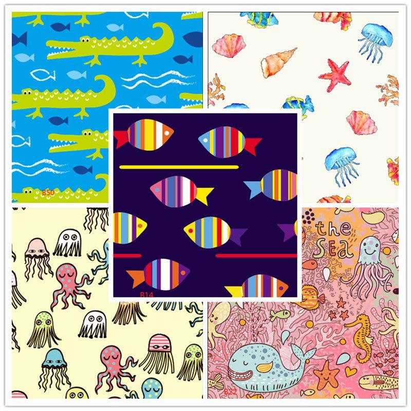 海底世界金鱼高清数码印花轻便柔软书包箱包沙发抱枕桌布宠物面料,居家布艺,海绵垫/布料/面料/手工diy,淘宝优惠券,粉丝福利购,淘宝优惠卷