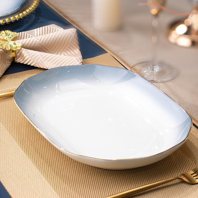 骨瓷餐具长方形装鱼盘单个陶瓷圆形蒸鱼专用盘12英寸深盘餐盘家用,餐饮具,盘,淘宝优惠券,粉丝福利购,淘宝优惠卷