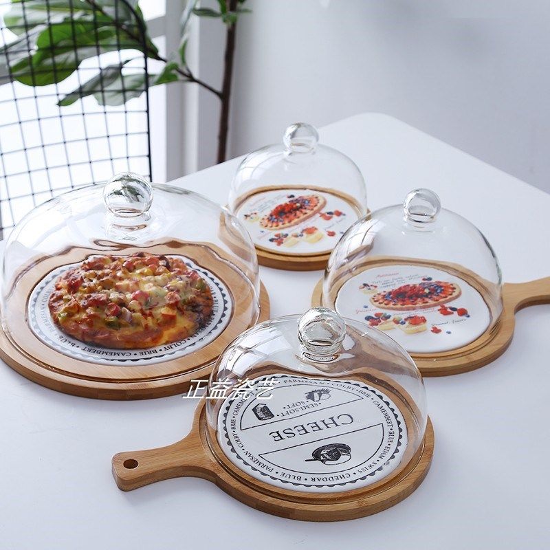 创意欧式陶瓷披萨盘带玻璃罩蛋糕盘水果点心盘面包盘料理披萨盘,餐饮具,盘,淘宝优惠券,粉丝福利购,淘宝优惠卷