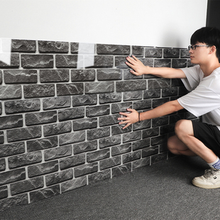 墙裙砖护墙板饭店墙面装饰墙围3d立体墙贴背景墙餐厅贴纸壁纸自粘