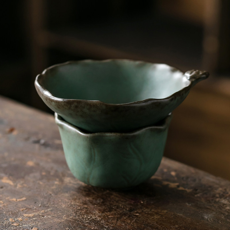 窑变绿釉粗陶茶漏茶滤一体瓷孔过滤网功夫茶具漏斗茶叶茶隔,餐饮具,茶滤,淘宝优惠券,粉丝福利购,淘宝优惠卷