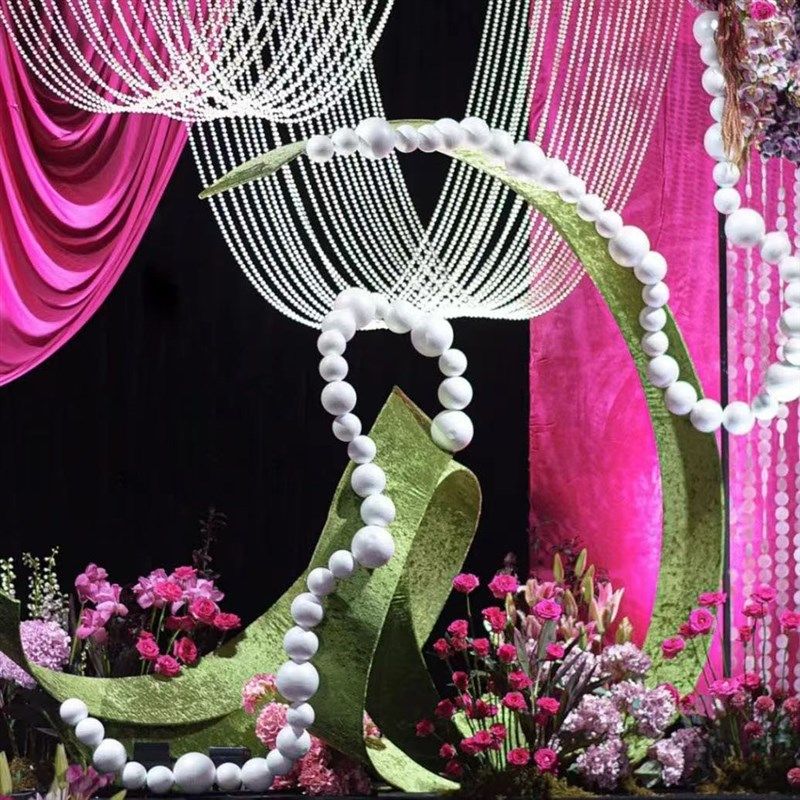 婚庆新款道具白色泡沫圆球串婚礼舞台背景迎宾区挂饰美陈橱窗装饰,节庆用品/礼品,吊顶纱幔,淘宝优惠券,粉丝福利购,淘宝优惠卷