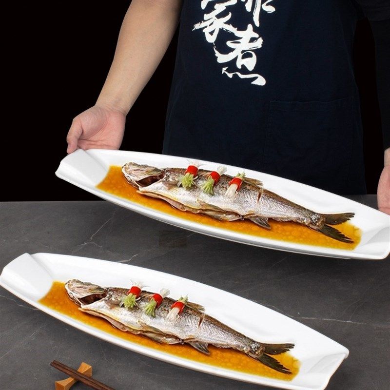 酒店超大长方形鱼盘密胺翘嘴白水鱼特色长条带鱼盘商用私房菜餐具,餐饮具,盘,淘宝优惠券,粉丝福利购,淘宝优惠卷