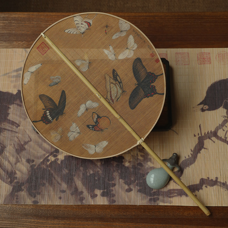 双面古画国风团扇古风手工竹编纳凉家用便携式出行汉服舞蹈扇子,特色手工艺,竹编/竹雕,淘宝优惠券,粉丝福利购,淘宝优惠卷