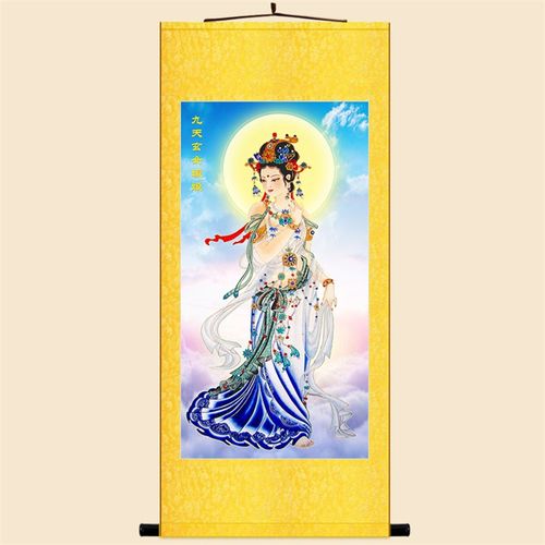 九天玄女娘娘神像画 神话人物画像 绢布卷轴挂画装饰画水陆画定制