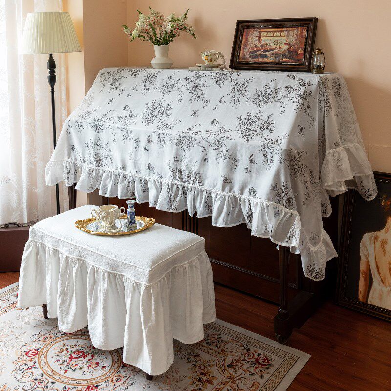 法式蕾丝钢琴防尘罩盖巾防尘布钢琴半罩琴凳罩电钢琴电子琴布全罩