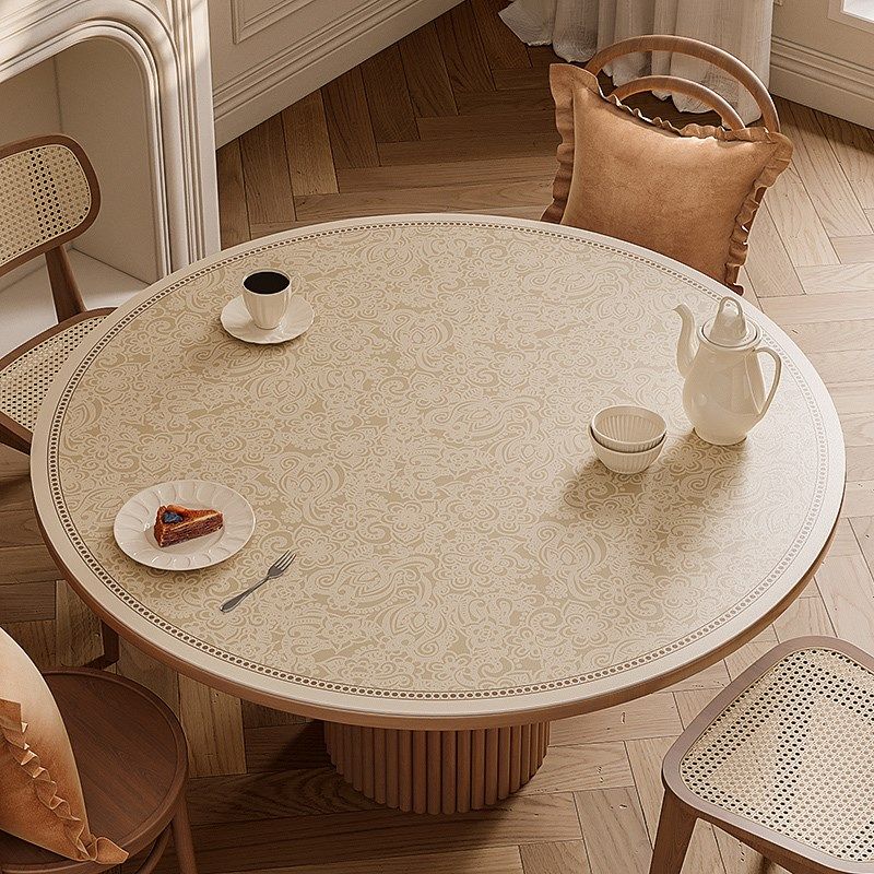 云卷云舒法式复古皮革圆桌餐桌垫高级感家用防水防油防烫隔热垫子,居家布艺,餐垫,淘宝优惠券,粉丝福利购,淘宝优惠卷