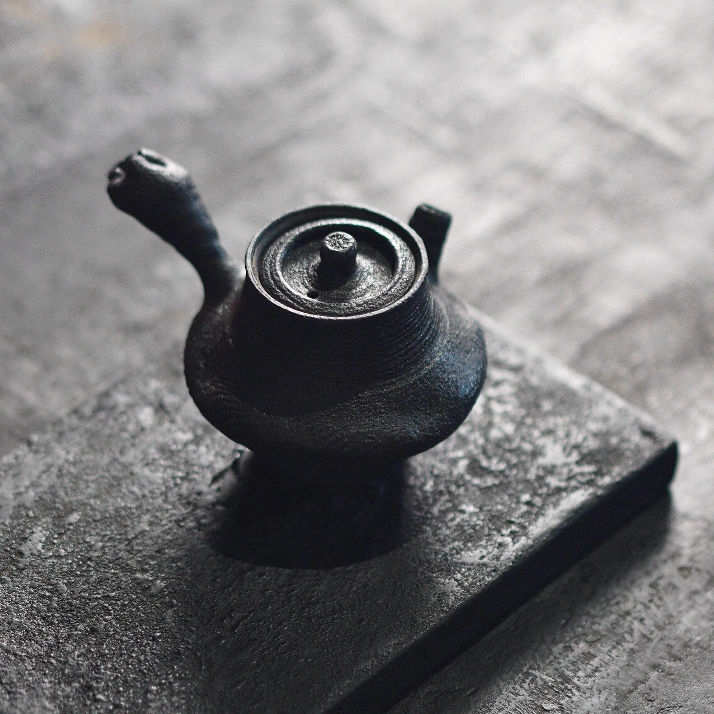 手工陶泥南蛮侧把壶 可明火烧水煮茶 侘寂可养陶瓷围炉煮茶壶套组
