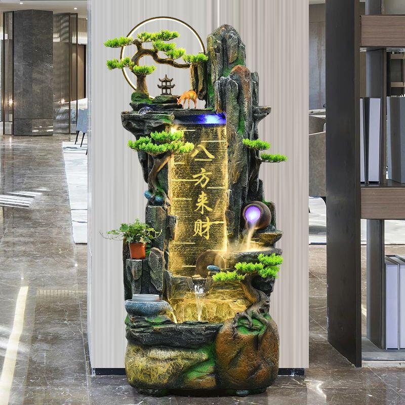 假山流水喷泉循环水景观装饰招财风水轮玄关鱼缸客厅家用落地摆件