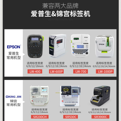 PUTY标签机色带PTe-211/221/231/241/251/261打印纸  白底黑字