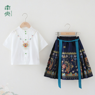 儿童马面裙夏天女童汉服中国风男童古装夏季薄款女孩明制改良唐装