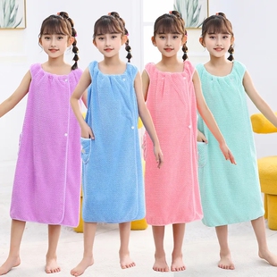 珊瑚绒睡衣儿童可穿浴巾女加长加大游泳浴裙宝宝浴巾浴巾儿童浴巾