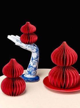 逅里Hollihom 洒金版红色葫芦摆件 乔迁之喜新家装饰酒柜玄关布置