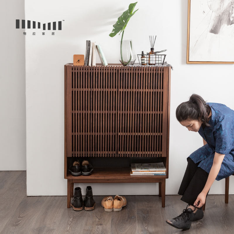 物应细砾鞋柜家用大容量门口收纳超薄鞋架藤编北欧实木门厅玄关柜,住宅家具,鞋柜,淘宝优惠券,粉丝福利购,淘宝优惠卷