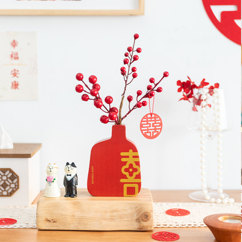 良订 高级感红色结婚花瓶摆件一对订婚花束客厅假花婚房布置绢花,家居饰品,婚庆/商业花艺,淘宝优惠券,粉丝福利购,淘宝优惠卷