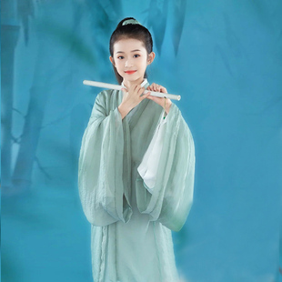 汉服女童魏晋风大袖衫亲子装仙侠气古风套装宝宝中国风男孩国学服