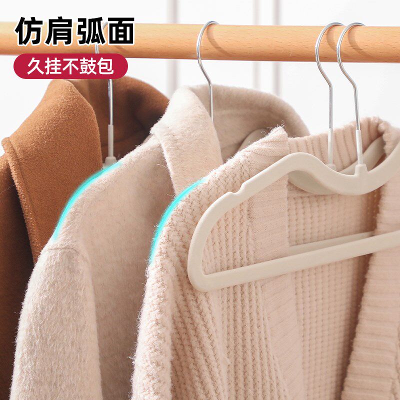 短颈植绒衣架家用挂衣无痕防肩角衣柜收纳省空间整理师专用衣撑子