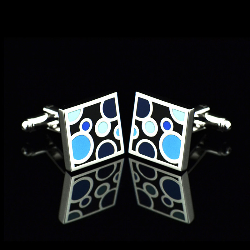 INBEV FRENCH METAL CUFFLINKS WHITE STEEL PLATED ENAMEL FRENCH SHIRT CUFFLINKS F359