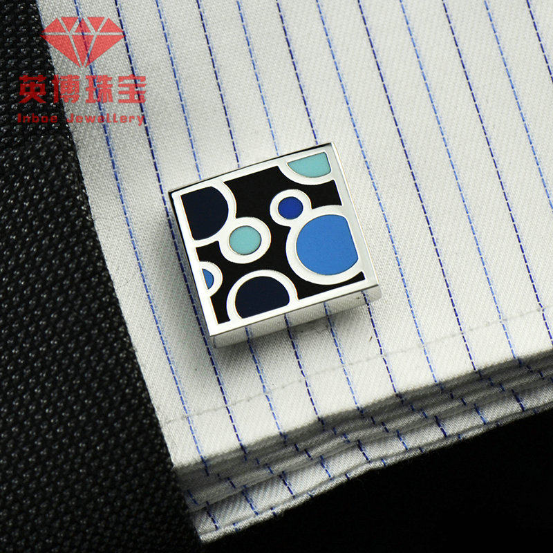 INBEV FRENCH METAL CUFFLINKS WHITE STEEL PLATED ENAMEL FRENCH SHIRT CUFFLINKS F359