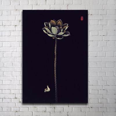 佛禅菩萨莲花中医养生瑜伽馆挂画美容院室内房间墙壁画装饰装修画