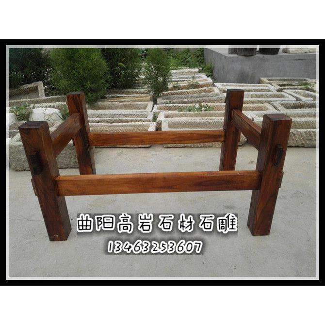 老石槽实木架子老石磨茶台桌脚木架石头花盆鱼缸流水景观实木支架