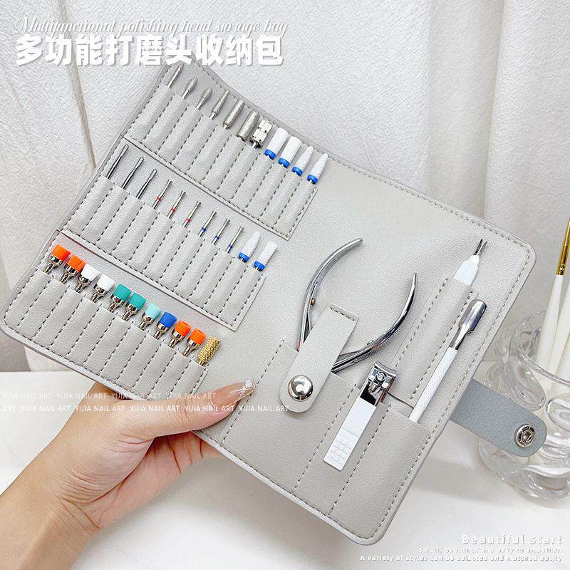 美甲打磨头工具收纳包卡扣式多功能桌面死皮剪大容量箱打磨机盒子