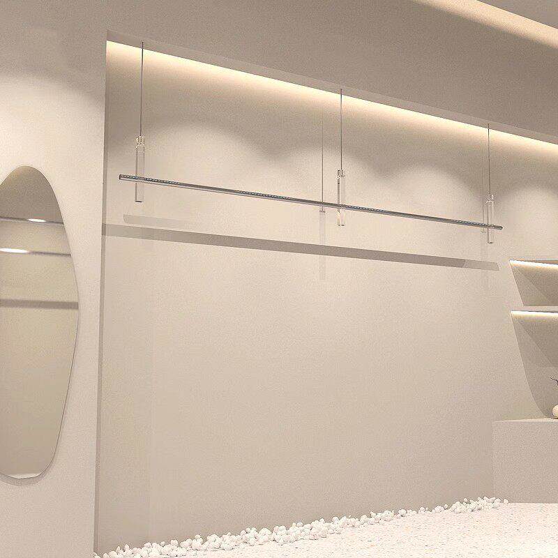 服装店展示架压克力不锈钢悬吊式天花板挂衣架钢丝挂衣杆橱窗吊架