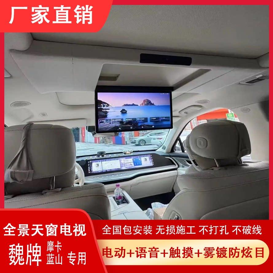 魏牌蓝山摩卡车载吸顶电视全景天窗翻转屏高清车用显示器后排娱乐