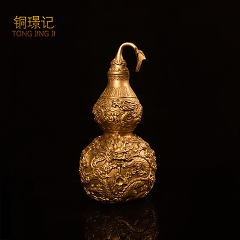 纯铜龙纹葫芦九龙开盖口铜葫芦化解保平安风水客厅玄关摆件工艺品