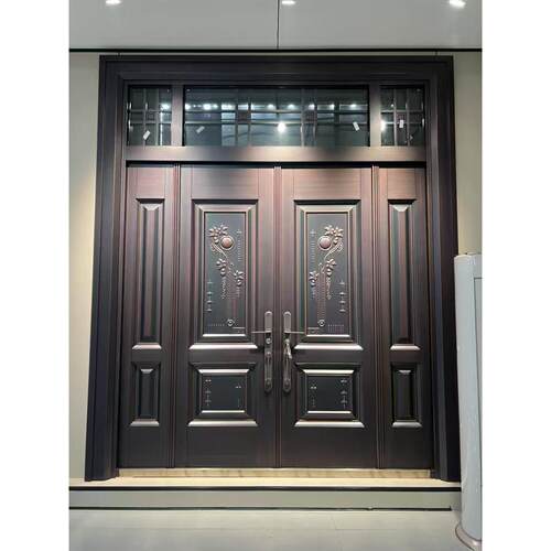 锌合金别墅大门四开门农村自建房进户大门入户防盗门家用乡村庭院
