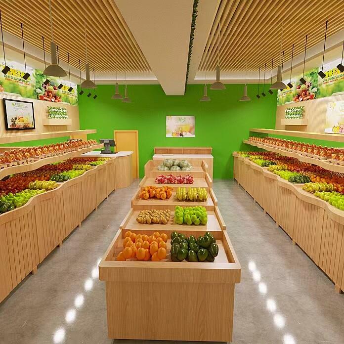 水果店水果货架展示架实木陈列架可移动百果园多层置物架摆果中岛