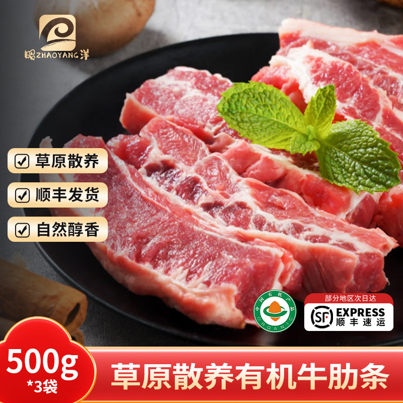 【4月日期】昭洋内蒙有机腹肉无骨牛肋条清真草饲国产原切黄牛肉
