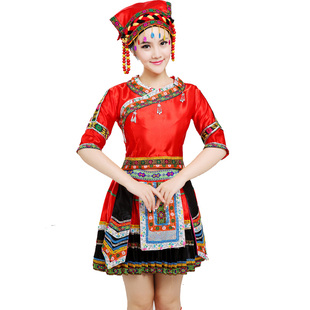 彝族苗族舞蹈服女成人火把节百褶裙黎族演出服少数民族表演服新款