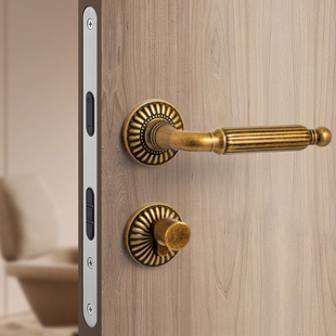 法式卧室门锁室内房间复古门把手古铜色仿古木门锁磁吸静音房门锁