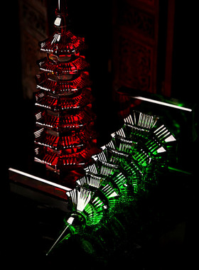 五行文昌塔摆件7层9层13层五色水晶佛塔彩色晶十三层摆件工艺品