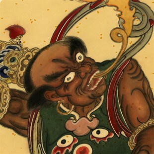 哼哈二将2024对联财神门神贴杨柳青春节装饰仿木板乔迁之喜新年画